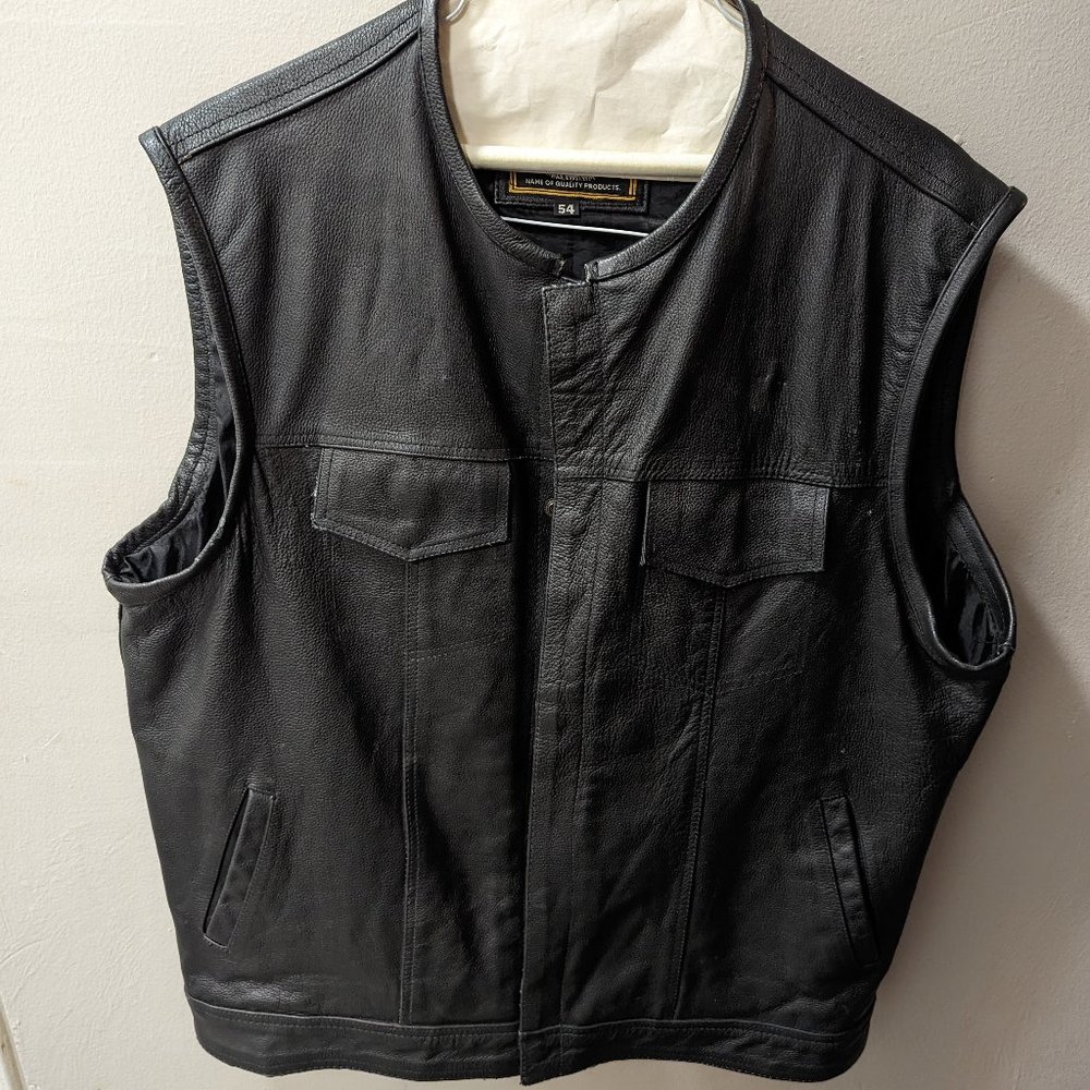 Men's Genuine Leather Motorcycle Vest